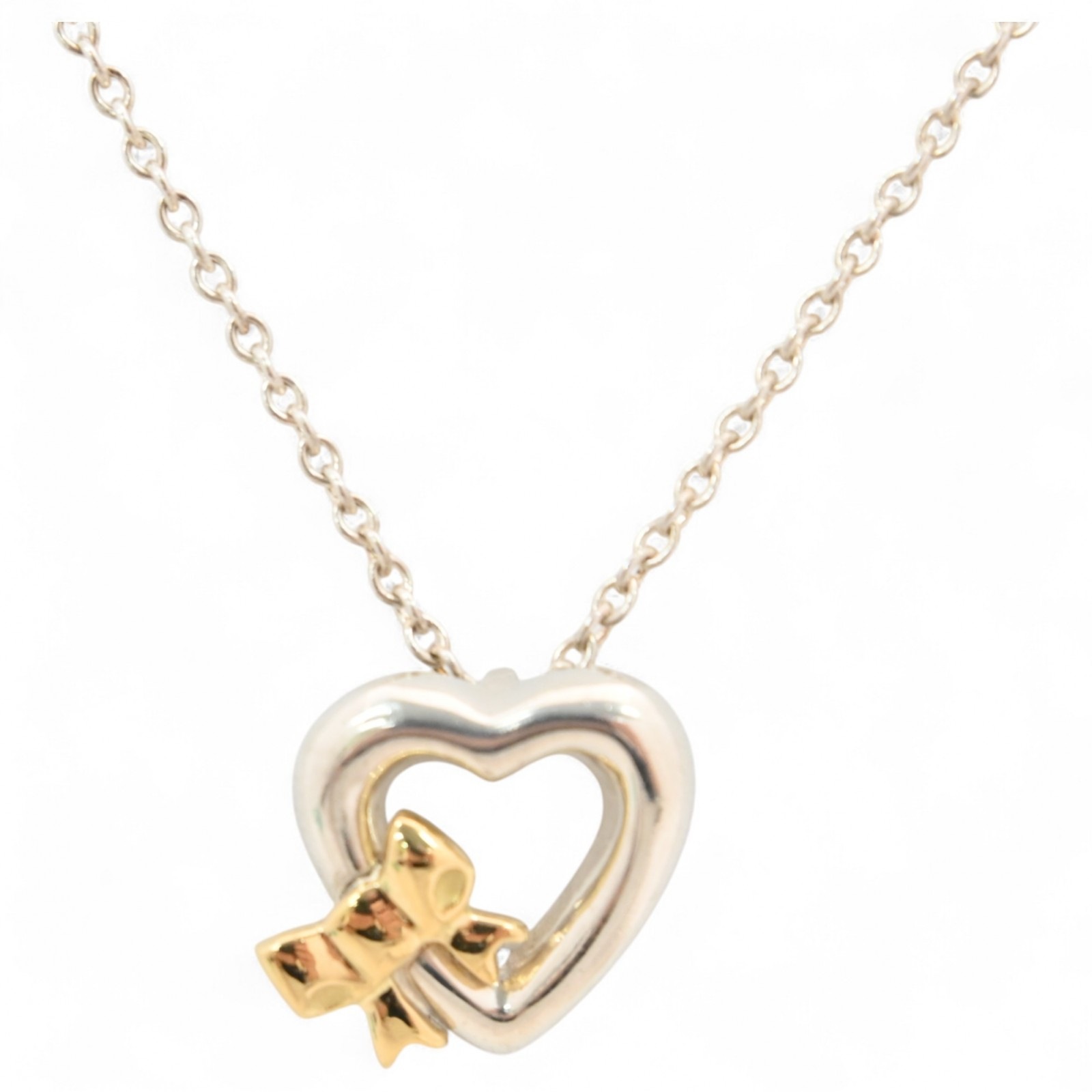 ティファニー ハート＆リボン ネックレス SV925 シルバー Bランク ti4518cc