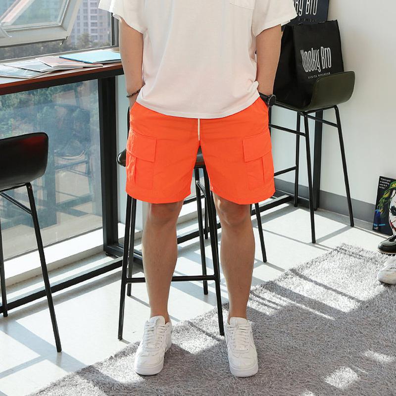 WHD メンズ 4カラー ウォッシング タスラン バンディング カーゴ ハーフパンツ