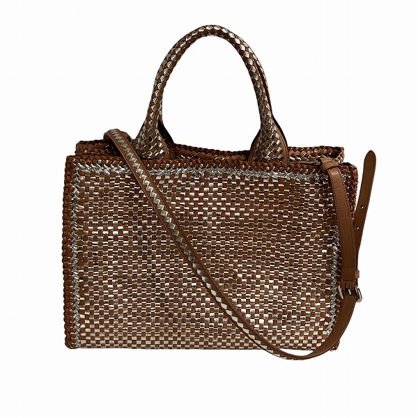 プラダ ベージュ マドラス×レザー バッグ ハンドバッグ レディース【中古】