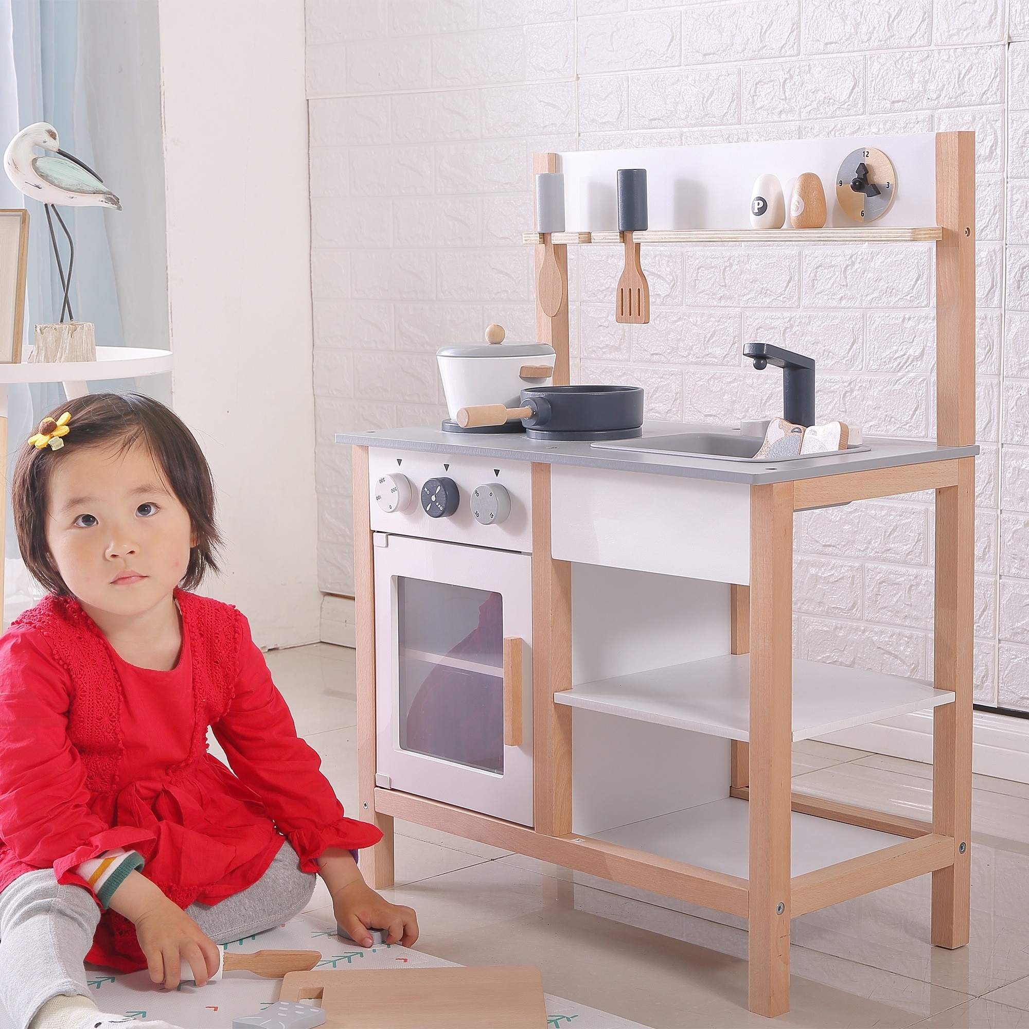 おままごとキッチン木製 おままごとセット 調理器具付き おしゃれ 木製 誕生日 台所 調理器具付き 7,356円