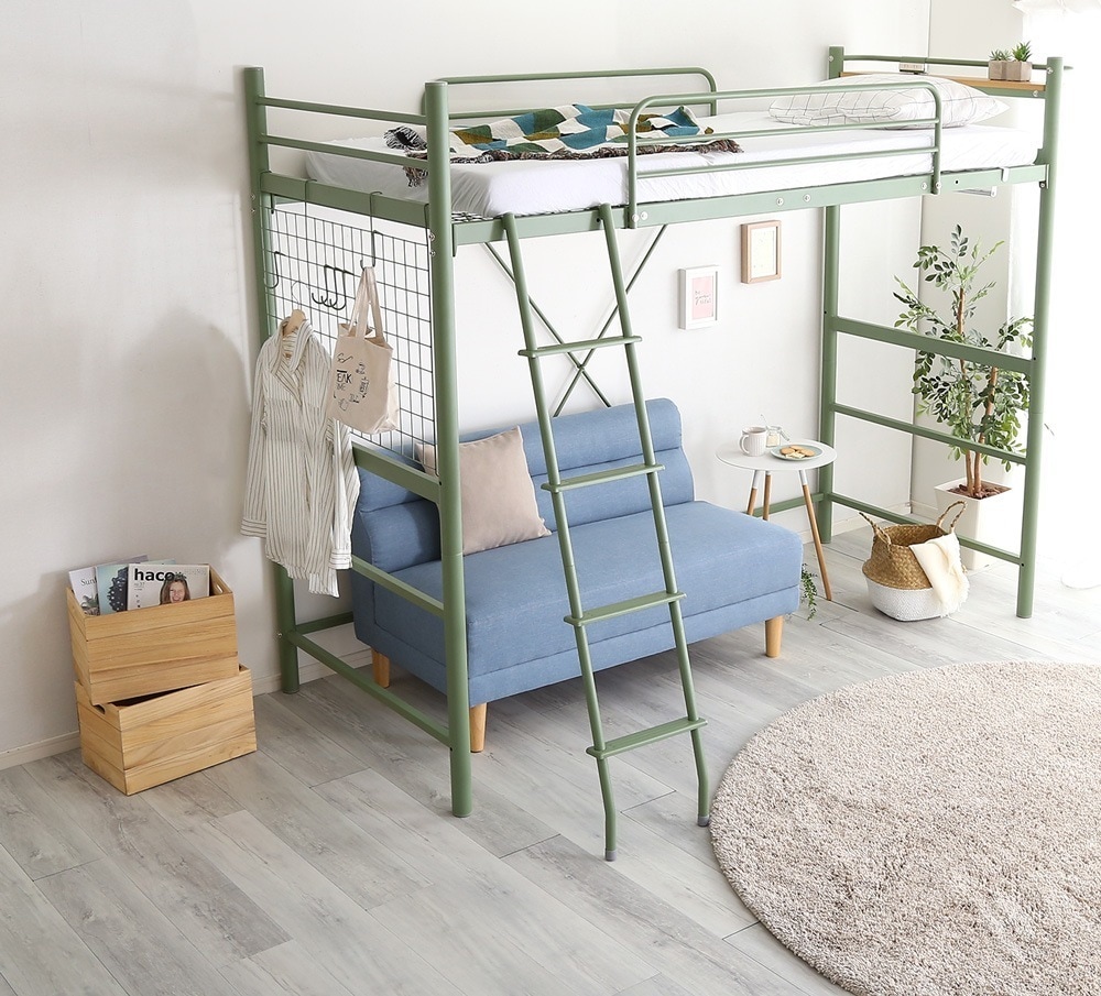 ロフトベッド システムベッド ロフトベット 階段 ハイベッド ベッド ロフト 棚 コンセント 頑丈設計 サイドガード 高さ2段階調整