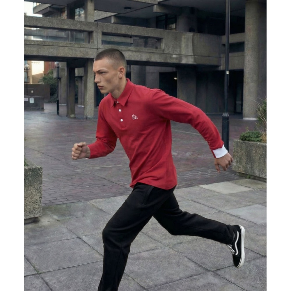 THEIA [UPF50+] ゴルフカラーロングスリーブTシャツ (レッド)