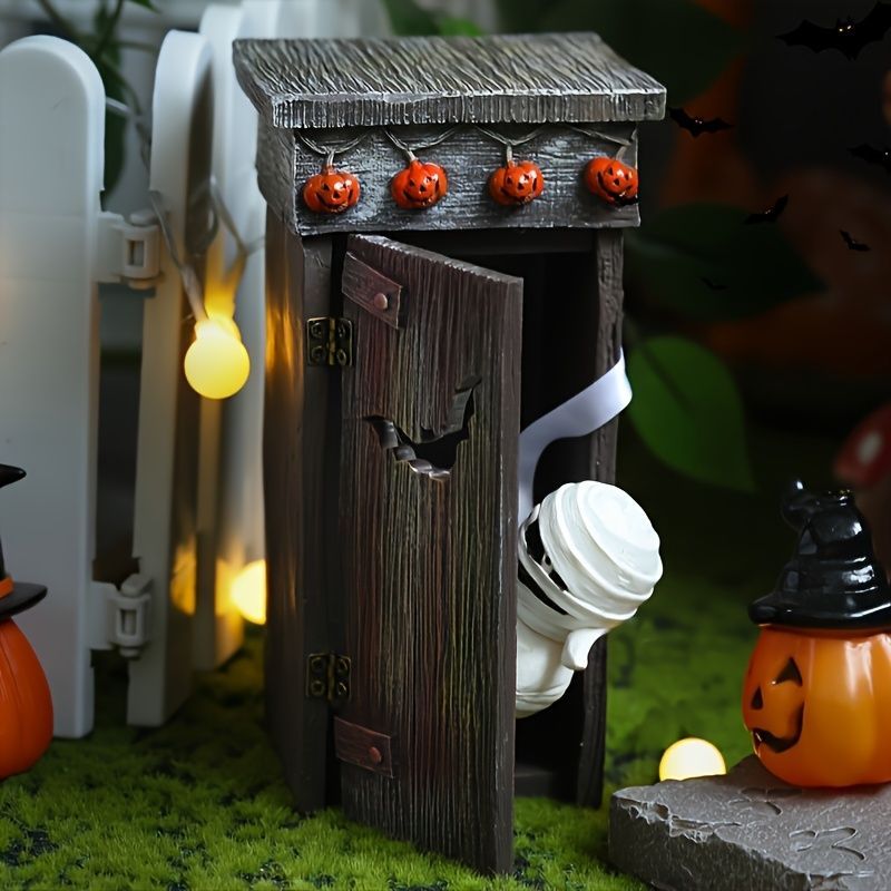 ハロウィーン 装飾 置物 オブジェ ガーデンオーナメント ドアから覗いているミイラ 屋外 屋内 室内 インテリア 玄関 リビング ダイニング 装飾 庭 ガーデニング 装飾 ガーデン ユニーク ギフト
