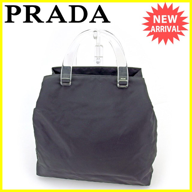 プラダ PRADA ハンドバッグ レディース ブラック ナイロン 美品 セール 【中古】 T592 . プラダ PRADA ハンドバッグ レディース ブラック ナイロン 美品 セール 【中古】 T592 .