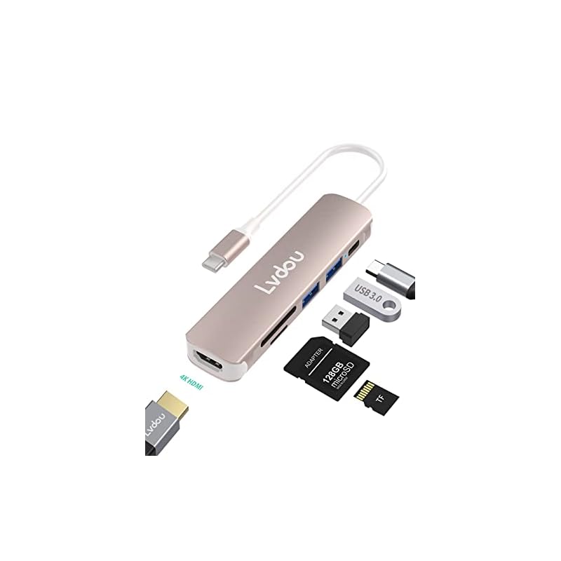 USB C ハブ 6-in-1 Lvdou USB ハブ Type-C 85W PD充電 4K HDMI USB3.0 Micro SD/SDカードリーダー USB-C 交換アダプタ MacBook