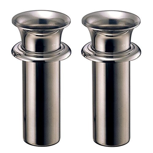 サイズ：1.大 お墓用花立 ステンレス製 中入れ式 ツバ付タイプ 筒径：58mm（大） リング下深さ