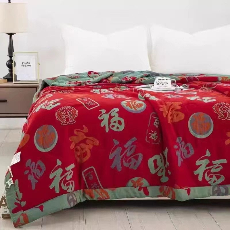 2024 新しいリターンギフト Baifu サマーキルトビッグレッドサマークールキルトギフトバッグ大豆エアコンキルト