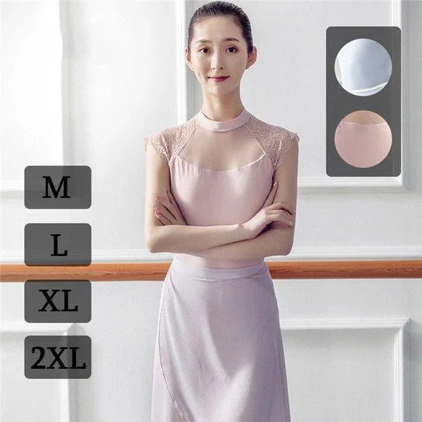 [タイムセール]バレエレオタードレディース大人袖なしノースリーブレーススタンドカラーハイネック透け感オープンバックバレエウェアバレリーナ衣装ダ値下げ