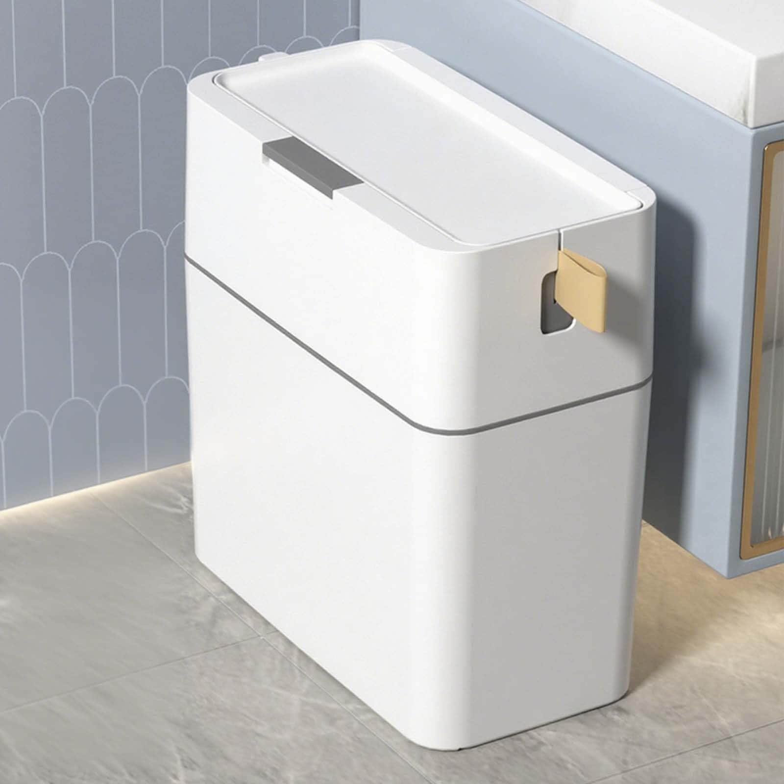 ごみ箱 フタな トイレ専用 トイレブラシ付き 小さい パッケージ化する リビング シールデザイン 密閉 押して開ける 隔味 防臭 防水 trash can PP素材を厚くする 排水孔 小さいゴミ箱 ケ