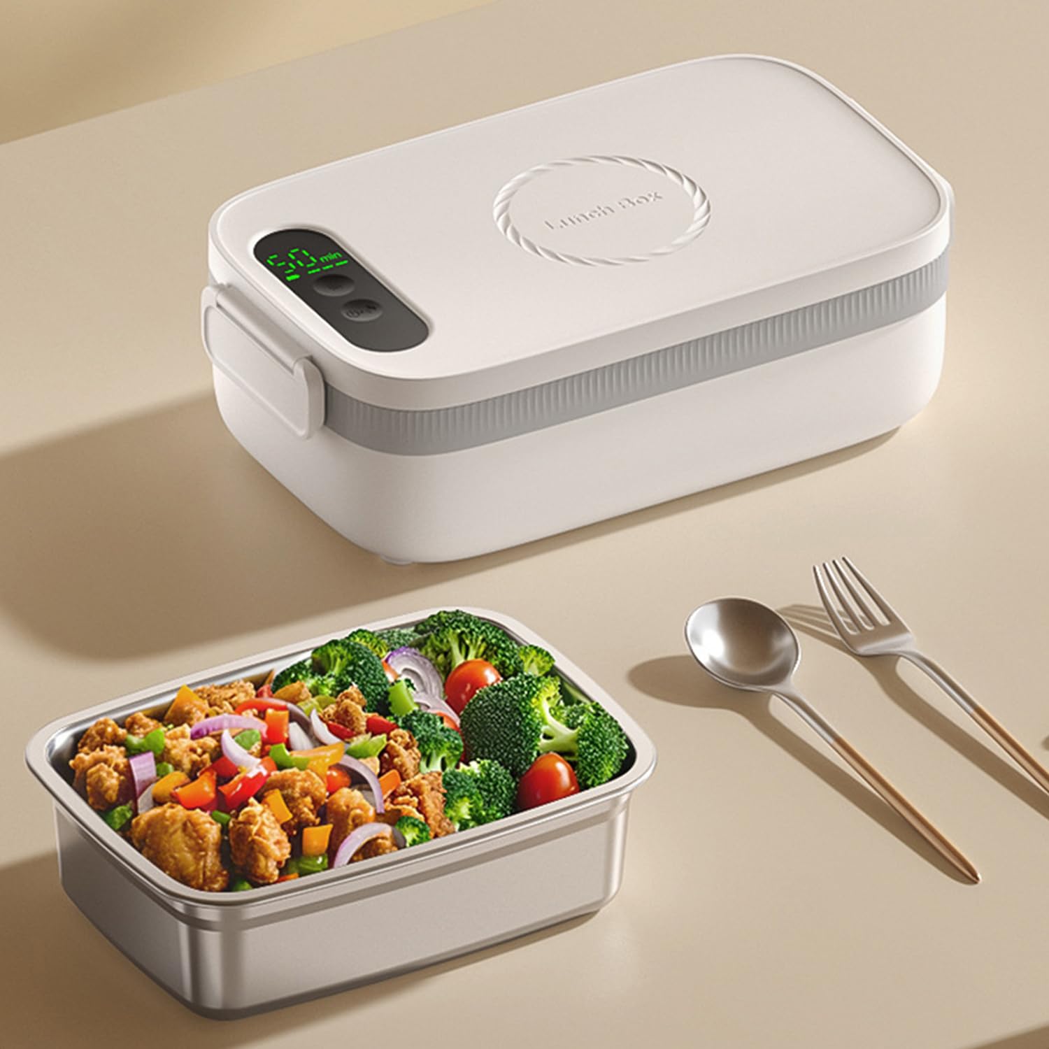 電熱弁当箱 1L大容量 ランチボックス 14000mAh USBワイヤレス充電式 高速加熱 注水不要 304ステンレス 可脱着式内釜 携帯便利 保温弁当箱