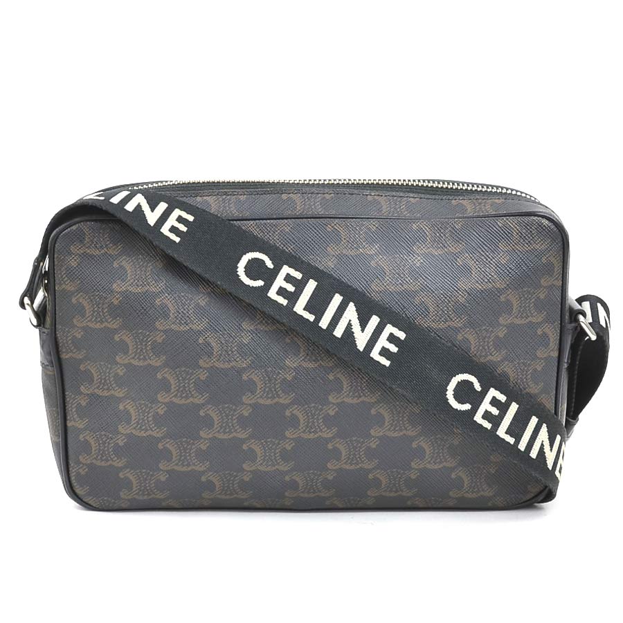 セリーヌ CELINE ショルダーバッグ PVCコーティングキャンバス ブラウン×ブラック ユニセックス 90138a