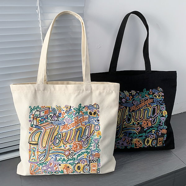 Qoo10] 新商品 刺繍 ズックバッグ レディースシ