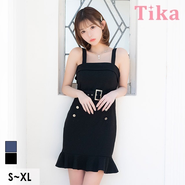 キャバ ドレス ミニ マーメイド ダブルボタン ワンピース S～XLサイズ タイト 大きいサイズ セクシー キャバドレス キャバ嬢 キャバクラ クラブ ラウンジ ノースリーブ 袖なし レディース