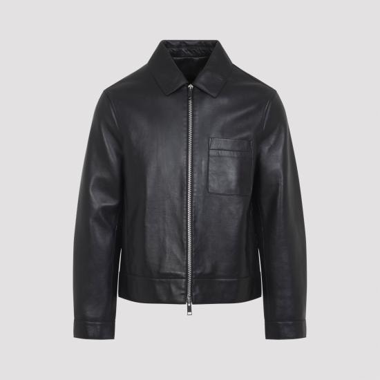 YVES SALOMON Men Leather Jackets 26E25WHV20066B19W C99 NOIR