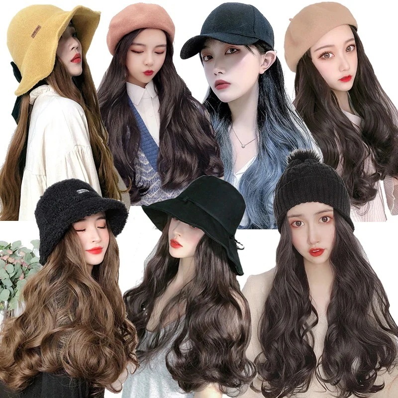 【団体購入価格（10個）】帽子付きウィッグ ファッションレディース通気自然高温耐熱 とのウィッグハットウィッグ ロング自然 グラデーション フルウィッグ セミロング115