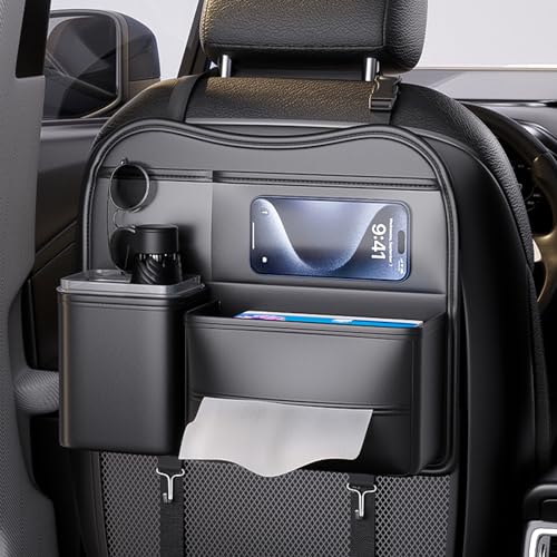 Raksonic 多機能収納バッグ ポータブル車用収納バッグ 車のシートバックバッグ 後部座席の収納バッグ 車のティッシュボックス 車の収納バッグ 大容量のマルチコンパートメント収納スペース 便利な収