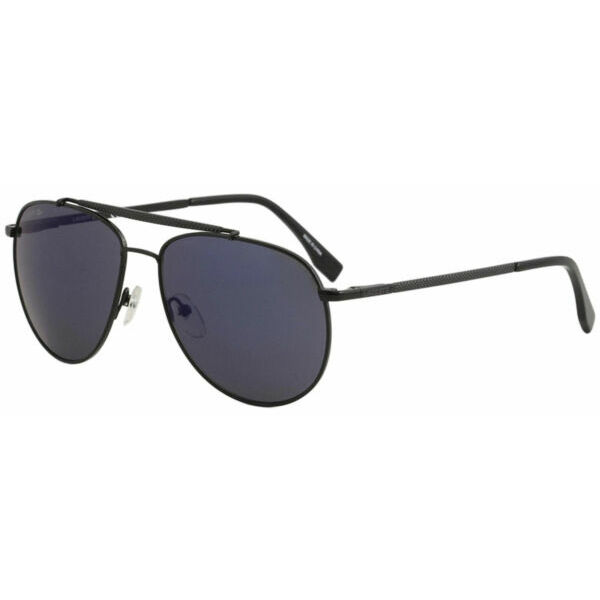 ラコステL177S-001 Unisex Black Metal Sunglasses Grey/ Blue Mirrored Lens