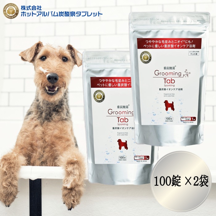 グルーミングタブ 重炭酸 100錠 ホットタブ 入浴剤 ペット用 風呂 ボディーケア