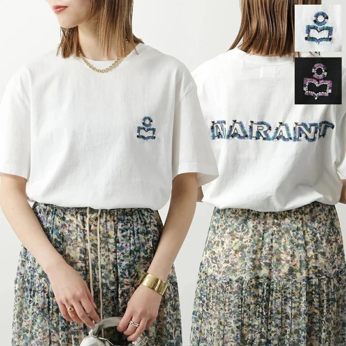 ISABEL MARANT イザベルマラン Tシャツ HUGO TS0149HB B1N02H レディース 半袖 カットソー ロゴT 刺繍 オーバーサイズ カラ