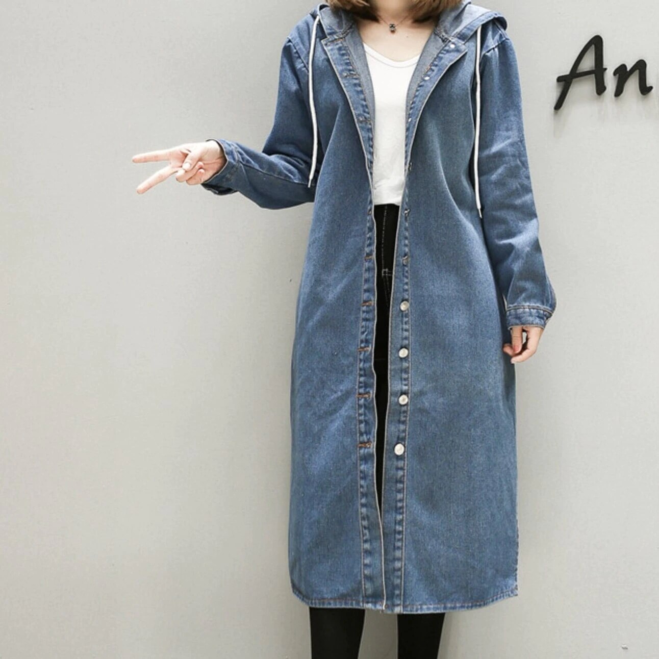 アウター Gジャン ロング丈 袖あり 長袖 フード付き かわいい 大人可愛い きれいめ シンプルデニムジャケット・コート