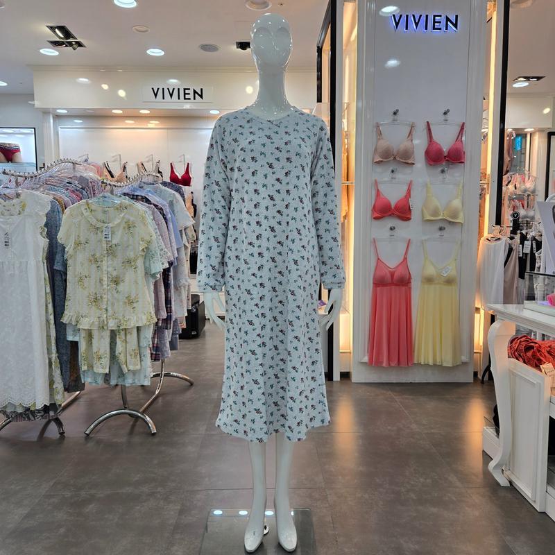テリーフラワー柄タオル地素材 女性用室内着 ホームウェア ワンピース GW8884A