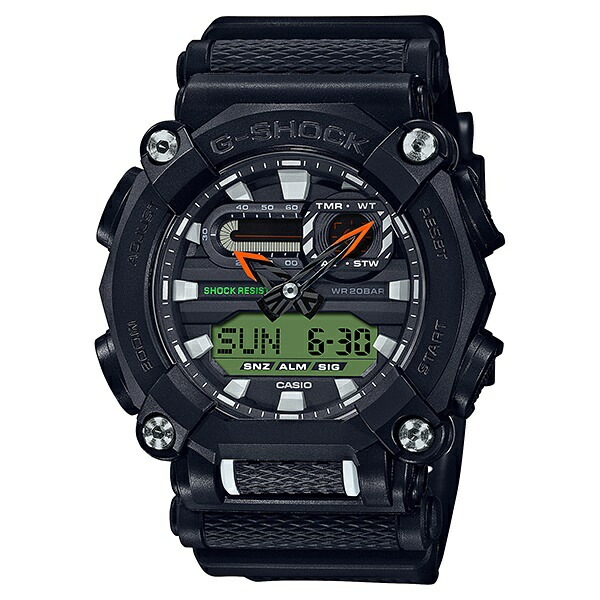 CASIO G-SHOCK Gショック ジーショック カシオ メンズ 腕時計 手表 BASIC ベーシック アナデジ 反射材 ブラック イエロー クロスバンド付属 チェッカリング 海外モデル GA-9