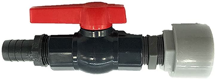 スイコー ローリータンク ドレン用 25A1B 樹脂製 ボールバルブ ホース内径30ｍｍ タケノコ付