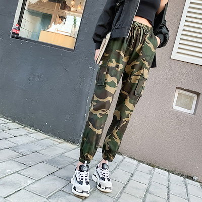 Qoo10 ミリタリー パンツ 迷彩柄 ユニセックス レディース服