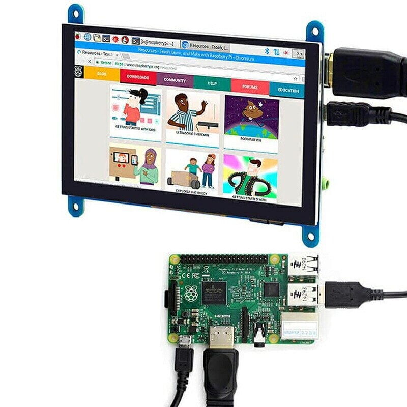 5インチモニター タッチ対応 HDMI WVGA 800480 TFT LCD ディスプレイ 静電容量方式 電源スイッチ付き microUSBケーブルセット ELECROW