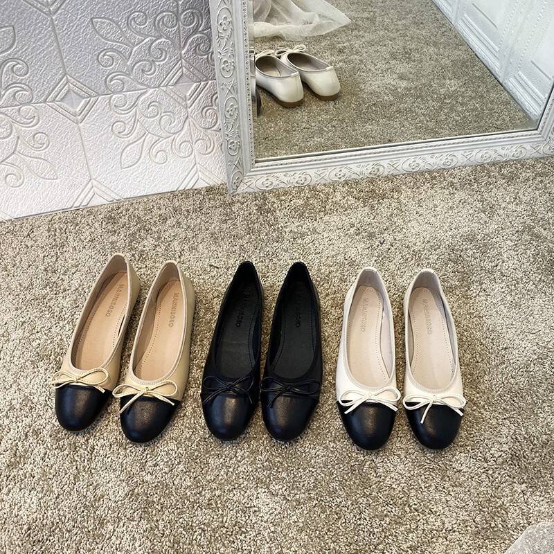 3color レディース シューズ フラットシューズ フラットパンプス りぼん 蝶々りぼん ローシュ