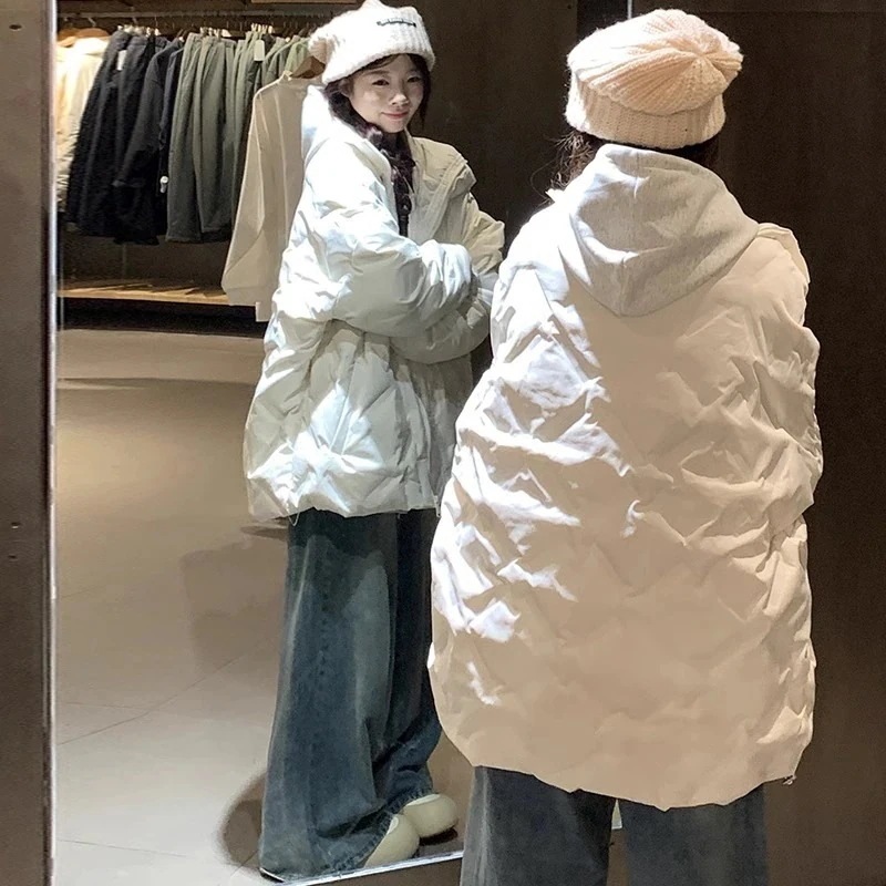 【wanzhen】選べる福袋 好品質菱格ダウン綿入れ女性厚手アメリカンレトロバージョン型着ぶくれしない綿入れコート