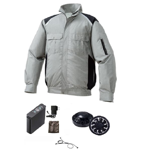 KU91820 空調服 ポリ製 立襟 FAN2200B/LIPRO2 シルバーxブラック LL