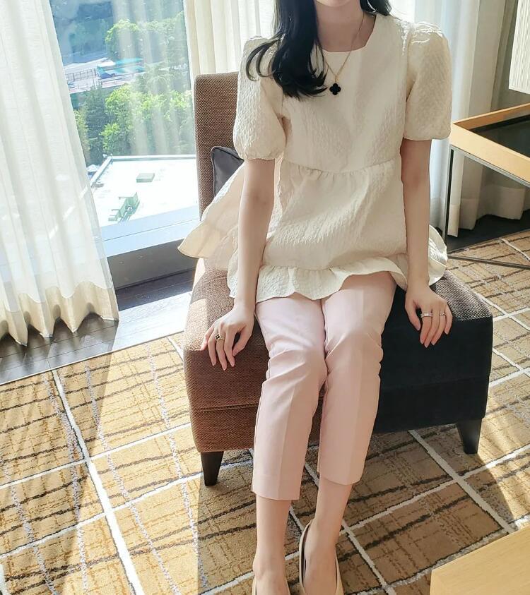 韓国ファッション 半袖 ラッフル ブラウス レディース トップス おしゃれ 着痩せ カジュアル リボン レース