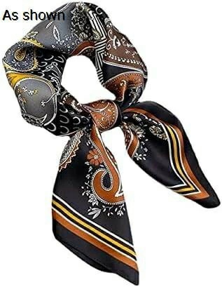 【20%OFFクーポン～】レディース スクエアスカーフ 春プリントダークカラフルクールツイルスモールスクエアスカーフ 旅行 通勤用