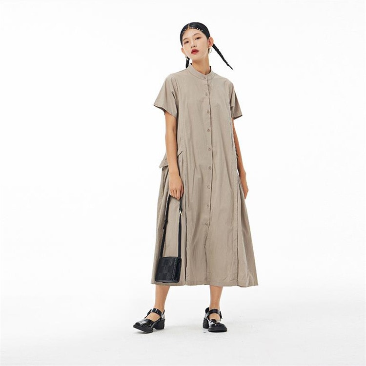 早い者勝ち 綿麻 ワンピース スリム カジュアル 大振り ゆったりする 2023夏 半袖 大きいサイズ ロングスカート ピュアカラー