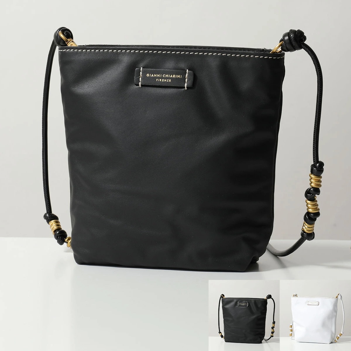 GIANNI CHIARINI ジャンニキアリーニ ショルダーバッグ CAMILLA M カミッラ BS10772 FOU-KNOT レザー ポシェット ロゴ 鞄 カラー2色