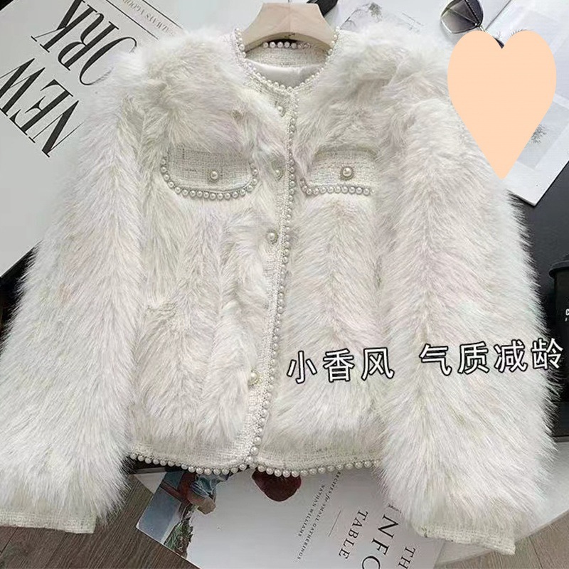 【初回注文即割引】高級フェイクファージャケットレディース秋冬ショートコットン服おしゃれパールボタントップス