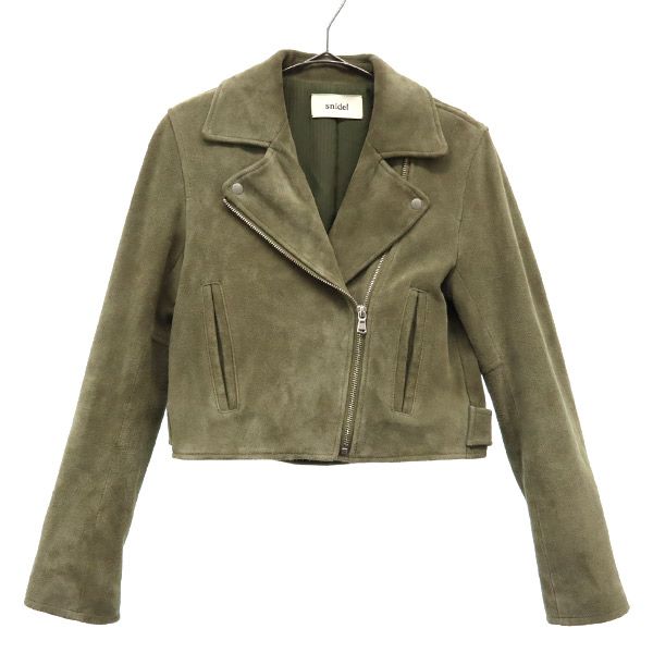 ラムスエード ダブル ライダースジャケット カーキ SWFJ181182 レディース