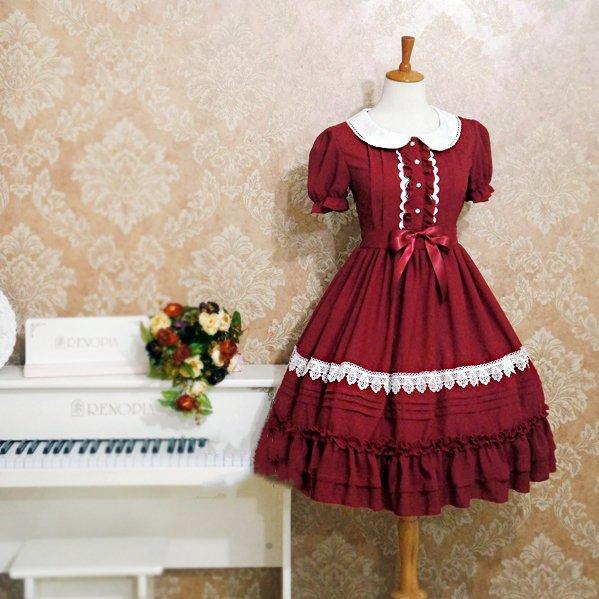 ロリータ ワンピース 選べる7色 ロリィタ 可愛い半袖 レディース ゆめかわいい