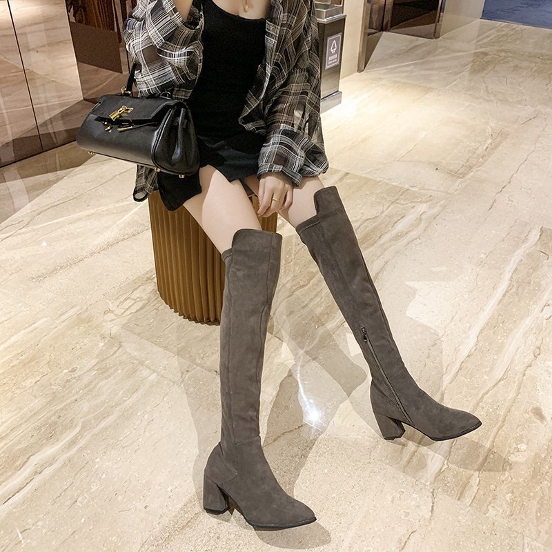 新しいファッションハイヒール/スプライスされた暖かさ/ファッショントレンド/ ロングブーツ