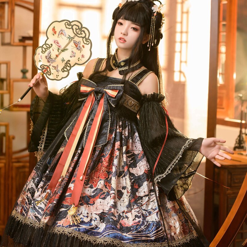 韩菇凉設定计ロリータ麒麟踏祥中华风汉要素006衣裙女 母の日 母の日-0006066