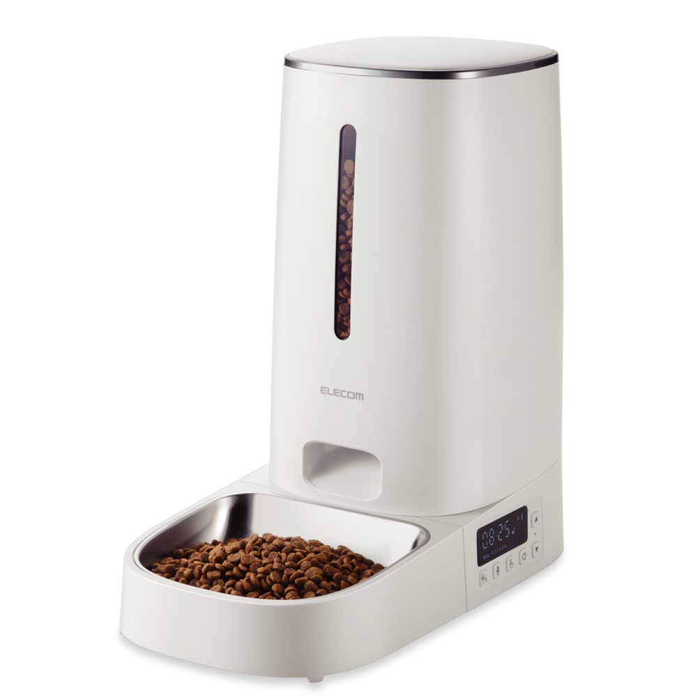 エレコム PET-AF03WH ペット用自動給餌器 ドライフード専用【1匹用・4L】 (ホワイト） PETAF03WH