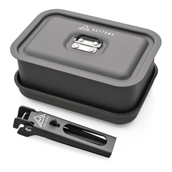 D35461 (Daytona) バイク用 キャンプ クッカー アルミ製 脱着式ハンドル 角形 コンパクト収納 クリップクッカー