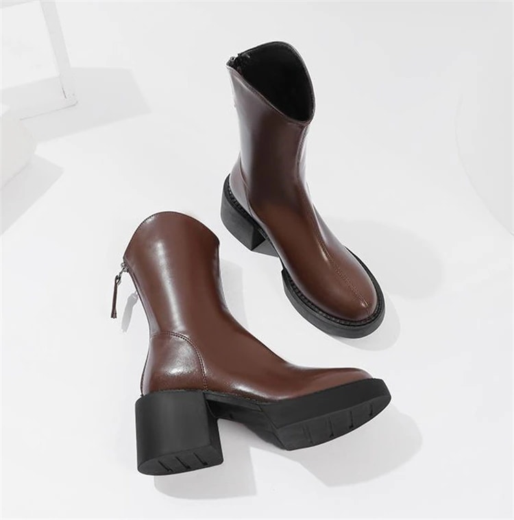 早い者勝ち ミッドブ ウエスタンカウボーイブーツ 2022年新作 ブリティッシュスタイル 厚底 シンプル 厚ヒール ミドルブーツ デザインセンス 5,392円