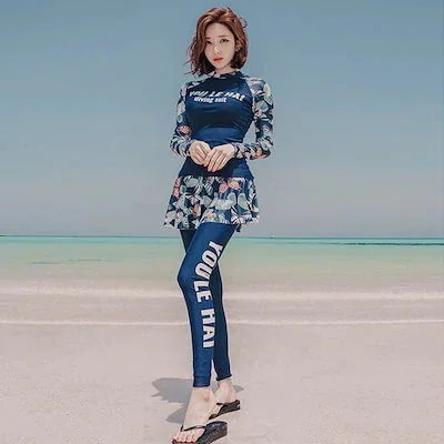 水着 レディース セパレート 今週の割引は 25% オフです大きいサイズ 体型カバー 3点セット タンキニ ラッシュガード 長袖qoo10