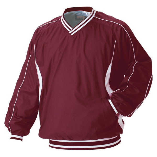 ゼット 野球ウエア 長袖Vネックジャンパー エンジ×ホワイト L BOV300 6811