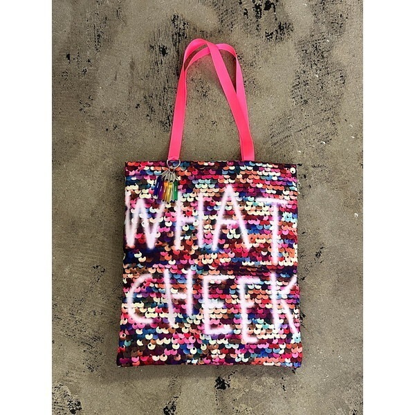 cheek sequins print puff tote C25002-31 ピンク トートバッグ
