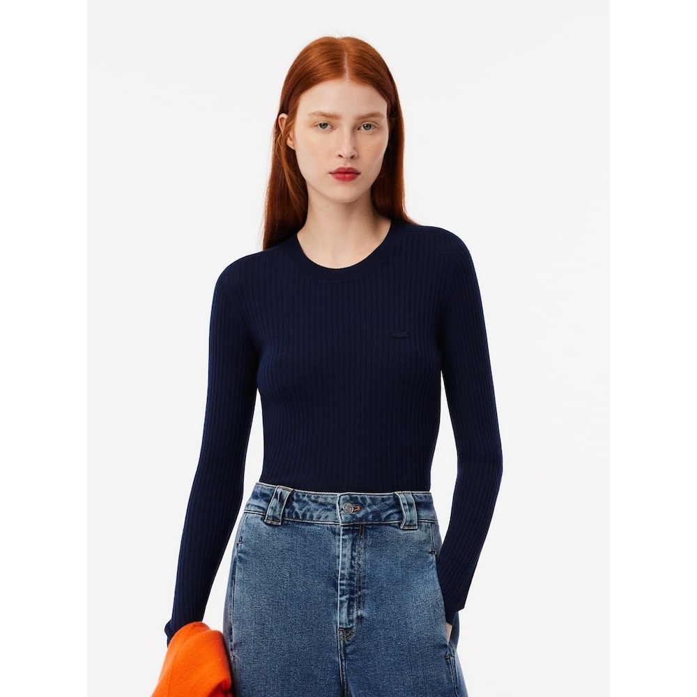 LACOSTE 女性用スリムフィットリブ付きクルーネックセーター AF2576-54N 166 Q2NAF2576-54N166