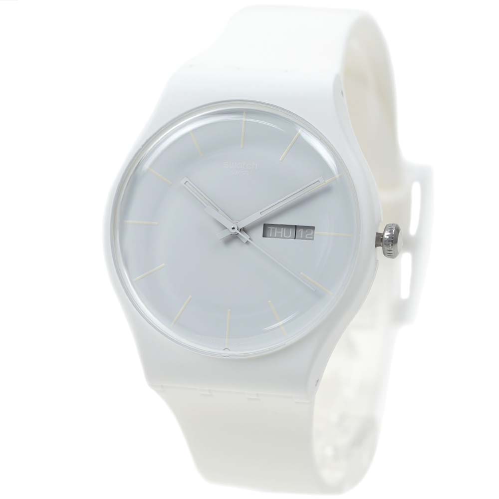 スウォッチ 腕時計 メンズ レディース 日付 曜日 カレンダー ホワイト swatch NEW GENT WHITE REBEL SUOW701