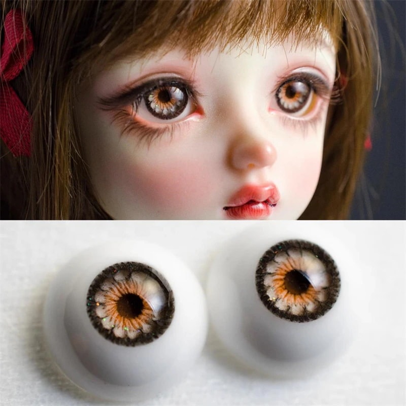 BJD ドール アイ ブラウン&オレンジ 『鳴霞』 石膏アイ 三白眼 10mm/12mm/14mm/16mm/18mm/20mm/22mm/24mm SD/MSD/幼SD球体関節人形用アイ